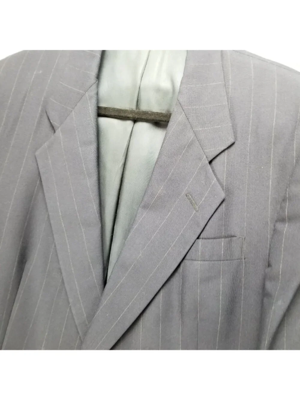 Christian Dior Jacket Mens 42L Blue Stripe 100% Wool Long Sleeve 2 Button *Read*